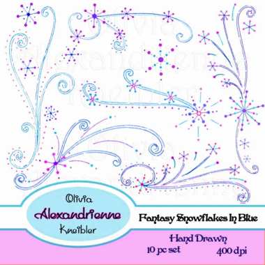 Fantasy Snowflakes In Blue Set Preview